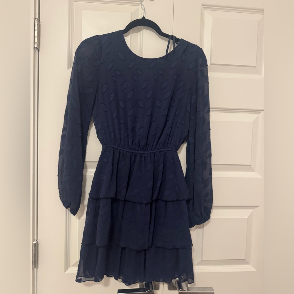 Juniors Blue Long Sleeve Mini Dress
